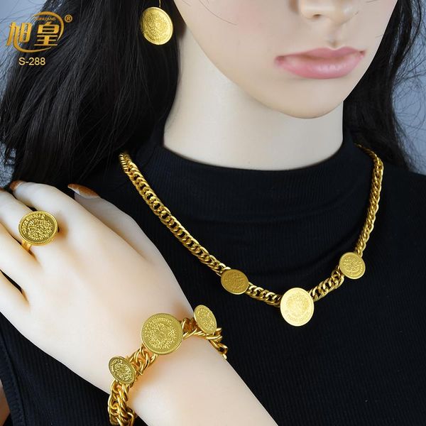 

earrings & necklace xuhuang dubai gold jewelry sets collar coins necklaces ring and bracelets earing set wedding wholesale gift for women, Silver