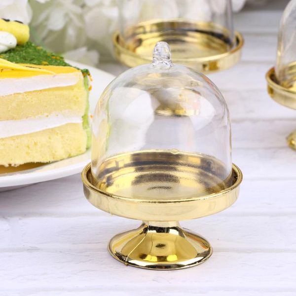 

gift wrap 12pcs transparent candy storage boxes creative dessert cupcake holder party cake tray (golden base)