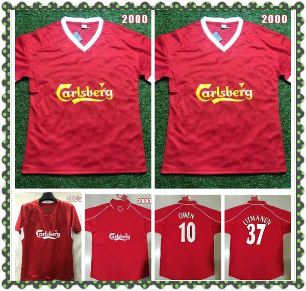 

retro soccer jersey 00 01 02 05 #17 gerrard #10 owen fowler 9 smicer 7 maillot heskey keane classic vintage football shirts, Black;yellow