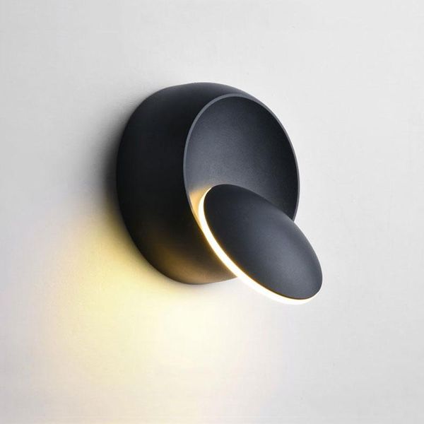 

wall lamp led 360 degree rotation adjustable bedside light modern creative white black 5w aisle round ac85-265v