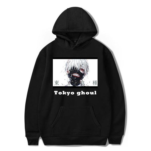 

men's hoodies & sweatshirts tokyo ghoul fashion print boys loose sweatshirt cool pullover casual hoodie hip hop harajuku men streetwear, Black