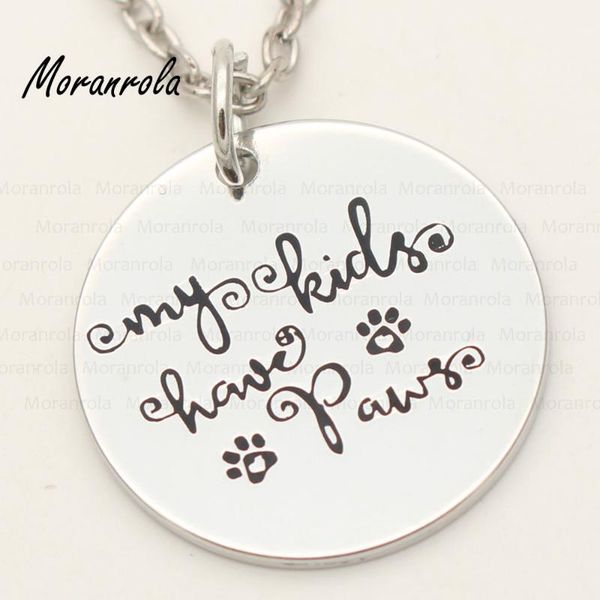 

pendant necklaces arrival "my kids have paws" jewelry copper necklace & keychain , cute puppy, gift for pet dog lover, Silver