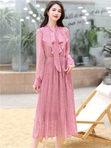 

chiffon spring bowknot french style temperament long elegant female dress party k416 c6sy, Black;gray