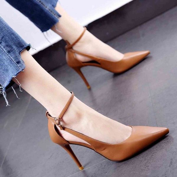 

dress shoes spring/autumn women pumps woman high heels pointed toe office lady work buckle soft pu leather black red brown beige u