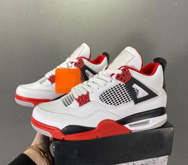 

4 fire red men basketball shoes womens 4s white black-tech grey-fire redsport sneakers dc7770-160 size us 5.5~13