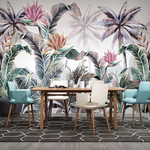 

custom mural 3d tropical plant banana leaves living room sofa tv background waterproof canvas wallpaper wall painting home decor wallpapers