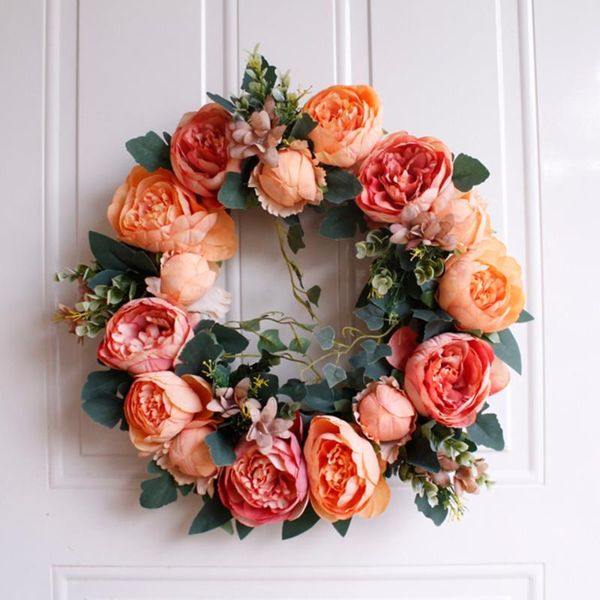 

simulation garland decoration candlestick artificial peony home front door wall silk roses wedding party supply floral wreath decorative flo