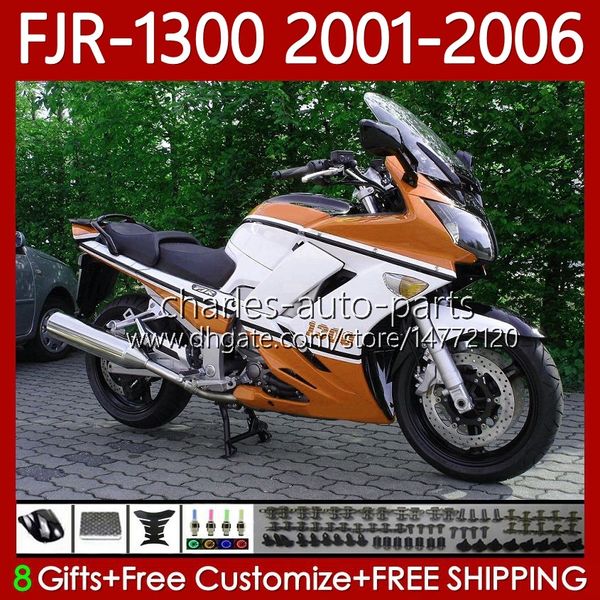 Bodykit voor Yamaha FJR-1300 FJR1300A Wit Orange FJR 1300 A CC 2001-2006 Bodywork 106No.110 FJR1300 01 02 03 04 04 05 05 06 FJR-1300A 2001 2002 2003 2003 2004 2006 OEM Fairing