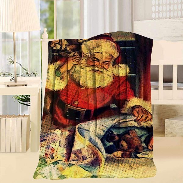 

santa claus children 3d printing blanket throw/twin lightweight soft microfiber blankets for couch bed sofa