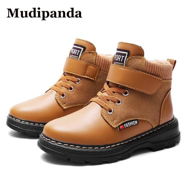 

boots children girls winter boys leather shoes plus velvet padded kids casual baby snow cotton 4-16y, Black;grey