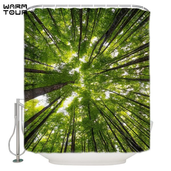

shower curtains warmtour curtain green tree forest waterproof bathroom decor