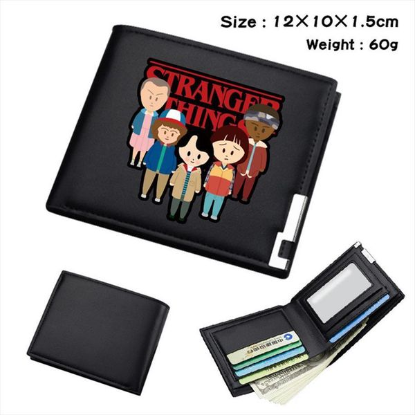 

cute stranger things black pu wallet mens bifold p card holder boys girls teenager leather cosplay casual purses gifts, Red;black