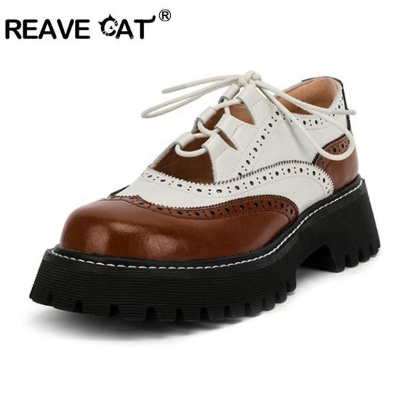 

dress shoes genuine leather lace-up women fashion hollow carved handmade brogue mixed colors round toe platform s2184, Black