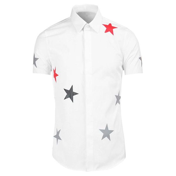 

men's casual shirts 2021 luxury men classic stars fashion cotton shirt short sleeves comfortable a69, White;black