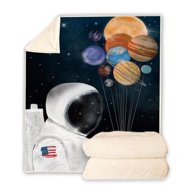 

blankets starry sky galaxy funny character blanket 3d print sherpa on bed home textiles dreamlike style 07