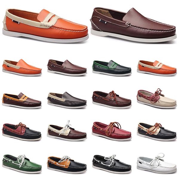 

womens sneakers sailing shoe mens casual leather shoes black white red green orange brown outdoor trainers size 38-45 fifty two