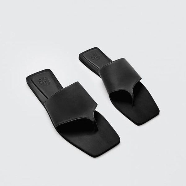 

slippers women's footwear summer 2021 craft skin flip-flop for outwear, Black