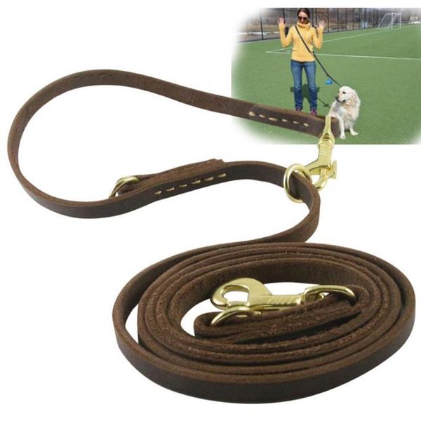 

dog collars & leashes training leash handmade real leather pet p long pulling rope for medium big dogs walking leads