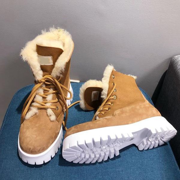 

2021 - designer brand fashion fur boots women's warm waterproof material leather in winter light, comfortable, non slip, wear-resistant, Black