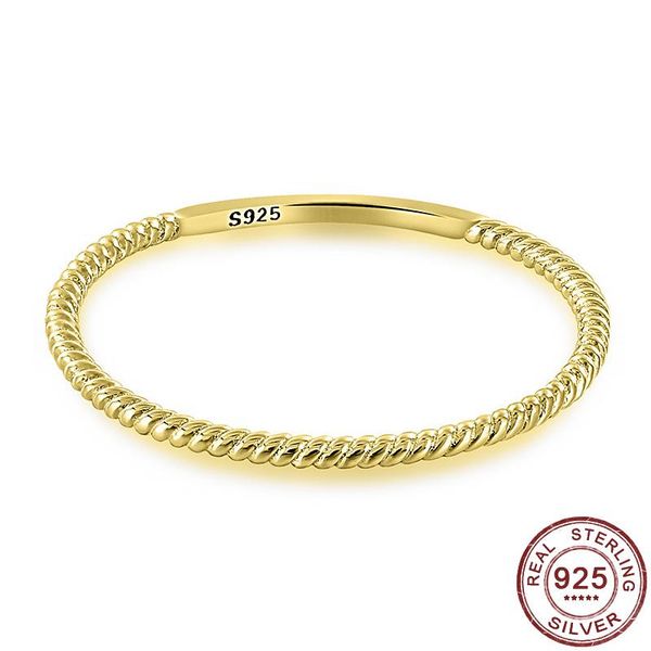 

stackable rings 925 sterling silver minimalist twisted rope thin ring fashion simple gold color jewelry -selling female gifts cluster, Golden;silver