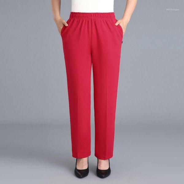 

women's pants & capris women 201 spring autumn fashion middle-aged loose female solid color straight ladies long casual trousers l238, Black;white