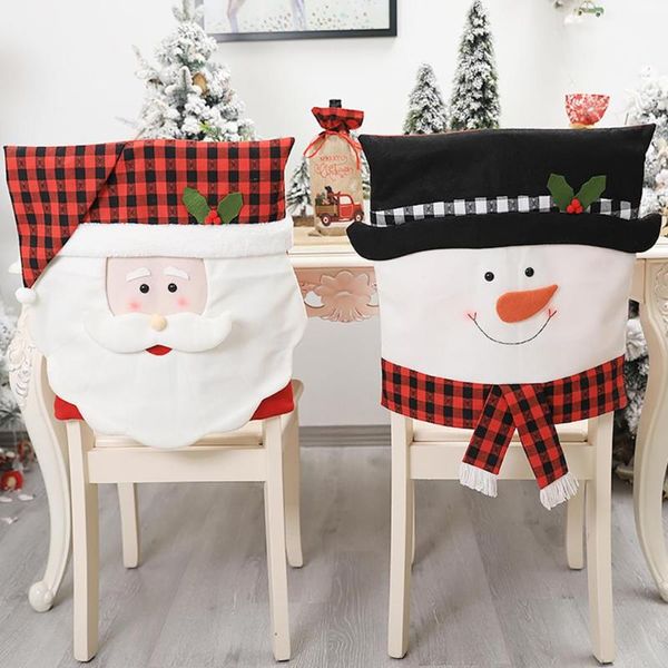 Sandalye Xmas MR ve MRS Noel Baba Noel Yemek Yemeği Masa Arka Kapak Dekorasyon Hediye Dokumasız