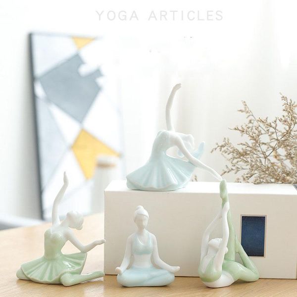 

decorative objects & figurines abstract art ceramic yoga poses figurine porcelain lady figure statue home studio decor ornament