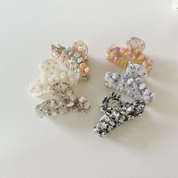

hair clips & barrettes korean acetate flower inlaid color rhinestones blingbling exquisite clip female noble elegant accessories, Golden;silver