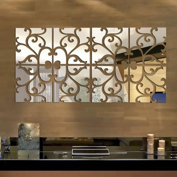 

mirror sticker acrylic crystal stereo wall decal home decor 30x120cm mirrors