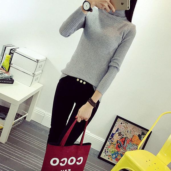 

women's sweaters sweater women pullover turtleneck solid color autumn and spring long-sleeve slim sell winter clothes vestidos lxj880, White;black