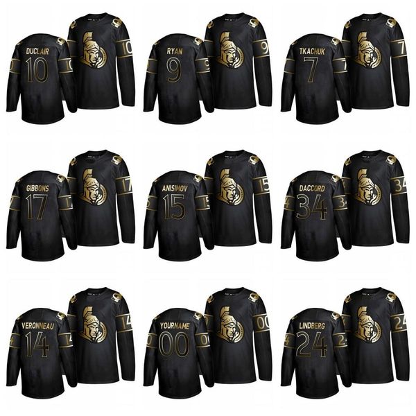 

ottawa senators black golden edition jersey s-6xl mark borowiecki cody ceci 15 artem anisimov 2 dylan demelo chris tierney ben harpur hockey, Black;red