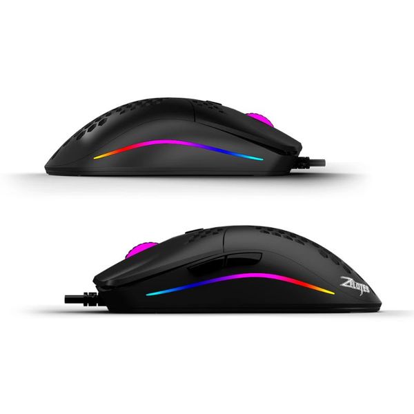 

hollowed-out honeycomb design zelotes c-7 usb wired mouse rgb gaming 16000dpi computer game micefor pc lapmice