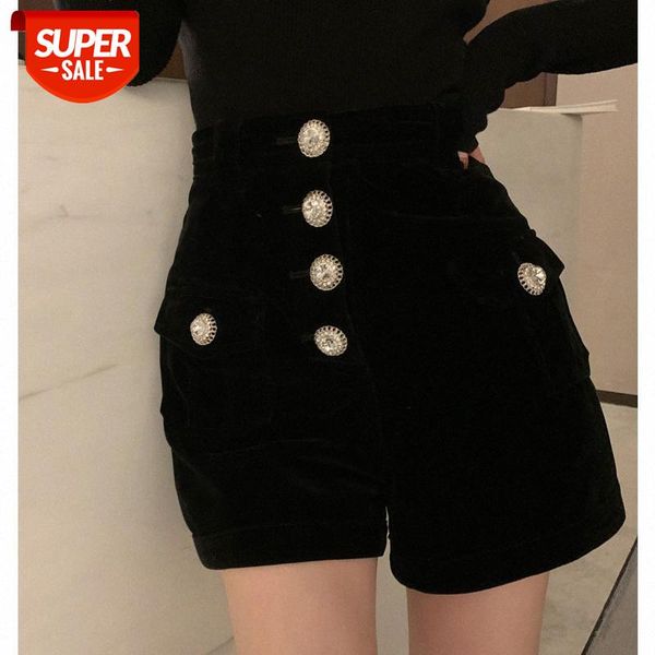 

"creating crane legs, waist diamond button shorts" tailored ~ temperament #dn0y, Black;white