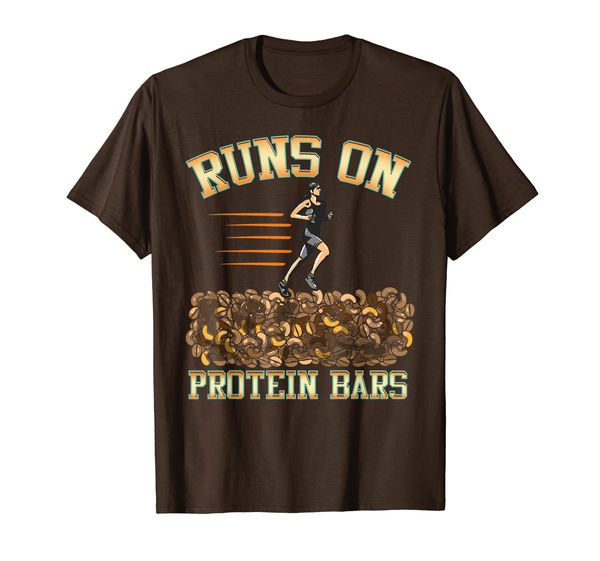 

Runs On Protein Bars Funny Cardio Running Pun T-Shirt, Mainly pictures