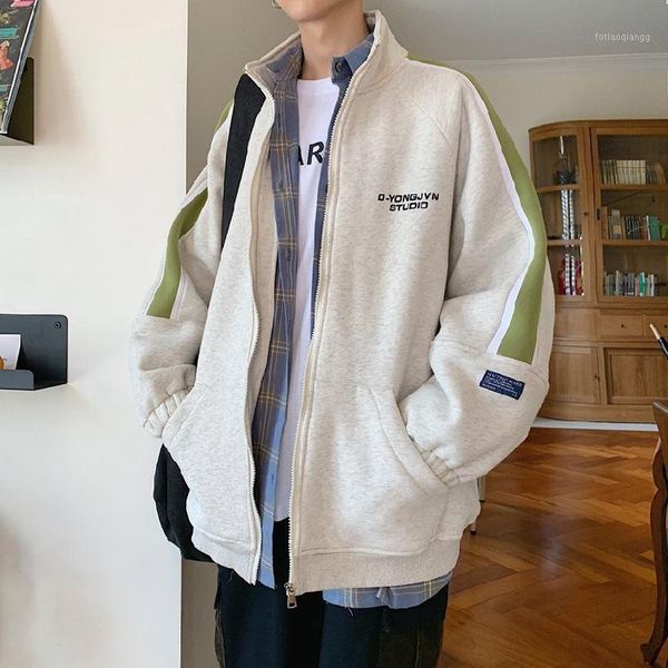 

men's jackets jiayan warm cardigan coats plus velvet thick winter windbreaker wild couple loose korean clothing, Black;brown