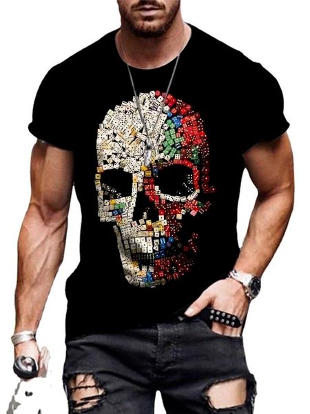 

fashion trend 3d printing skull tees tiger men t-shirt casual o-neck summer selling short sleeve oversized comfortable street, White;black