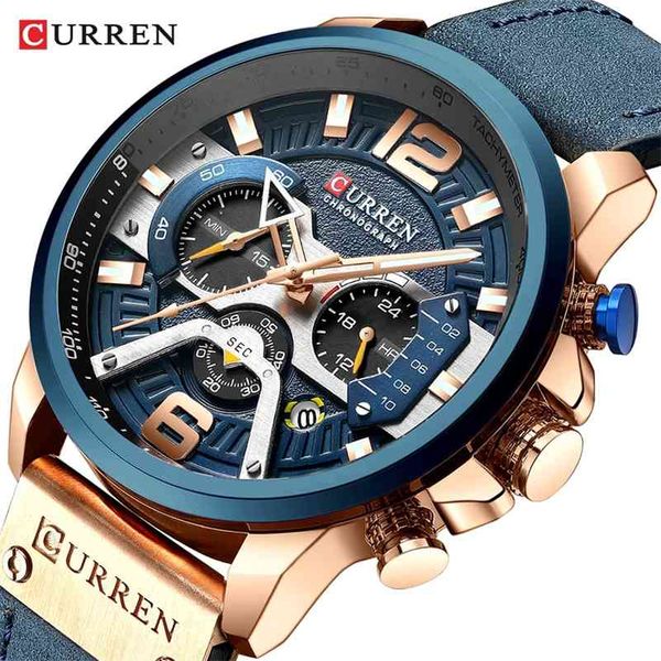 

watches men curren brand men sport watches men's quartz clock man casual military waterproof wrist watch relogio masculino 210329, Slivery;brown