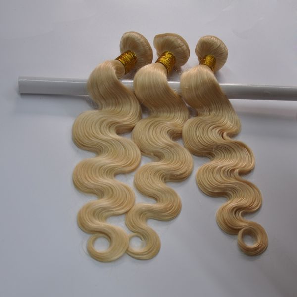 

blonde color 613# 3bundles human hair weaving 100gram piece, dhl, Black