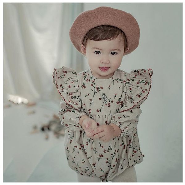 

born baby clothescollar long sleeve floral sweet beauty climbing clothes girl outfit jumpsuits, Blue