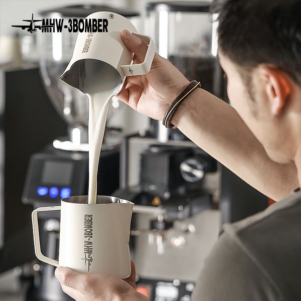 MHW-3Bomber Leite Frotro Jarro Jarros Crocodilo Bico de Aço Inoxidável Espuma De Café Pull Flower Acessórios Barista Ferramentas