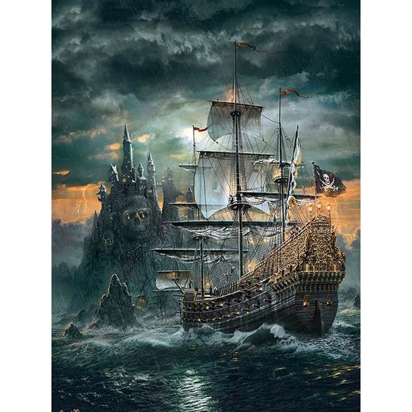 

diamond painting full square/round drill 5d diy "skull pirate ship" embroidery cross stitch home decor gift