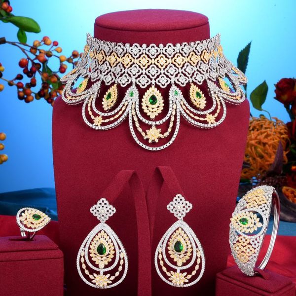 

earrings & necklace kellybola gorgeous full cubic zircon bracelet earring ring 4pcs ladies wedding party performance jewel, Silver