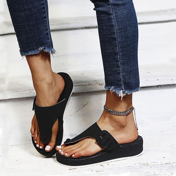 

women slippers summer ladies wedge platform flip flops female slides leisure beach sandals woman outside shoes black pink