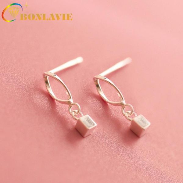 

stud bonlavie simple geometric wavy square earrings delicate and lovely women jewelry, Golden;silver