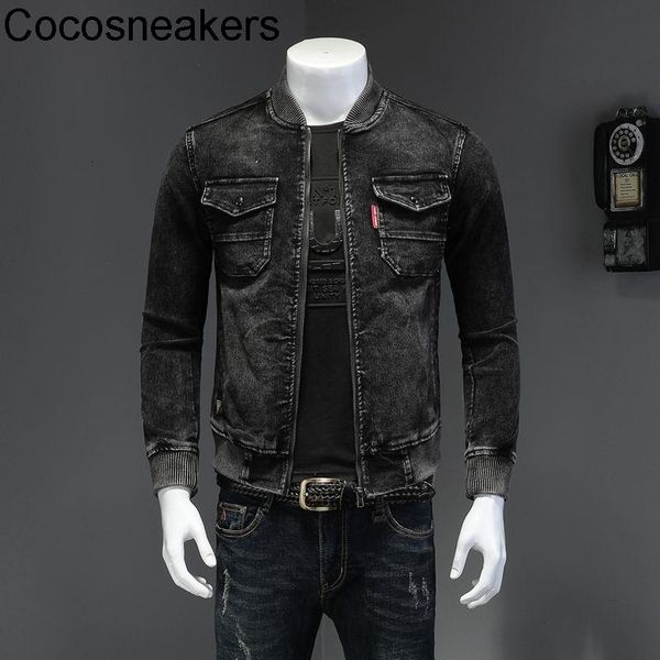

men's jackets spring corduroy washed denim bulk slim fit, Black;brown