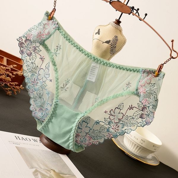 

lff diaochan 1136 flower embroidery lace mesh women's underwear women's cotton stall underwear mesh embroidered silk screen lady, Red;black