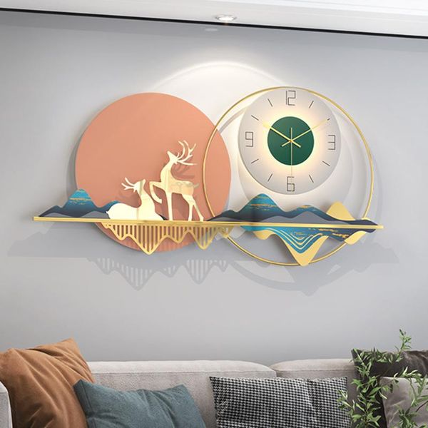 

wall clocks electronic room clock nordic deer luxury large luminous silent movement orologio parete salon decoracion