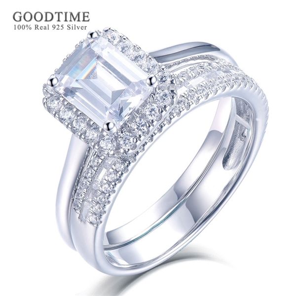 

luxury 100% 925 sterling silver ring set zircon wedding engagement jewelry accessories gift for women lady 211217, Slivery;golden