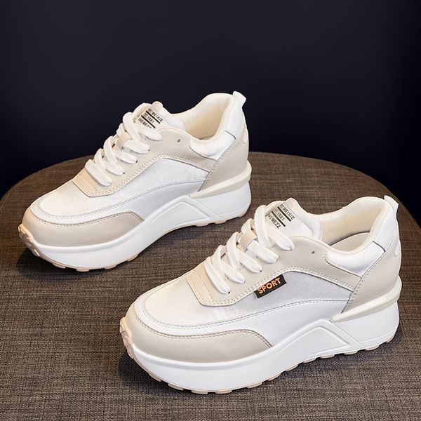 

female casual shoes increase in thick bottom sneaker autumn breathable suede leather platform sport shoes running walking