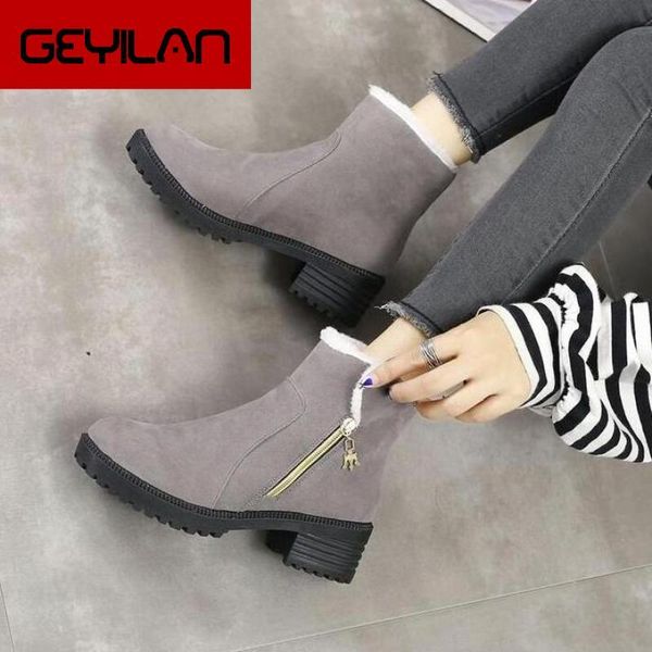 

boots women winter shoes plus size platform female warm botas mujer 2021 booties ankle for snow black